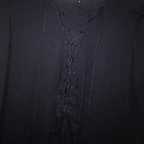 Navy Blue Lace up Dress - Picture 2 of 4